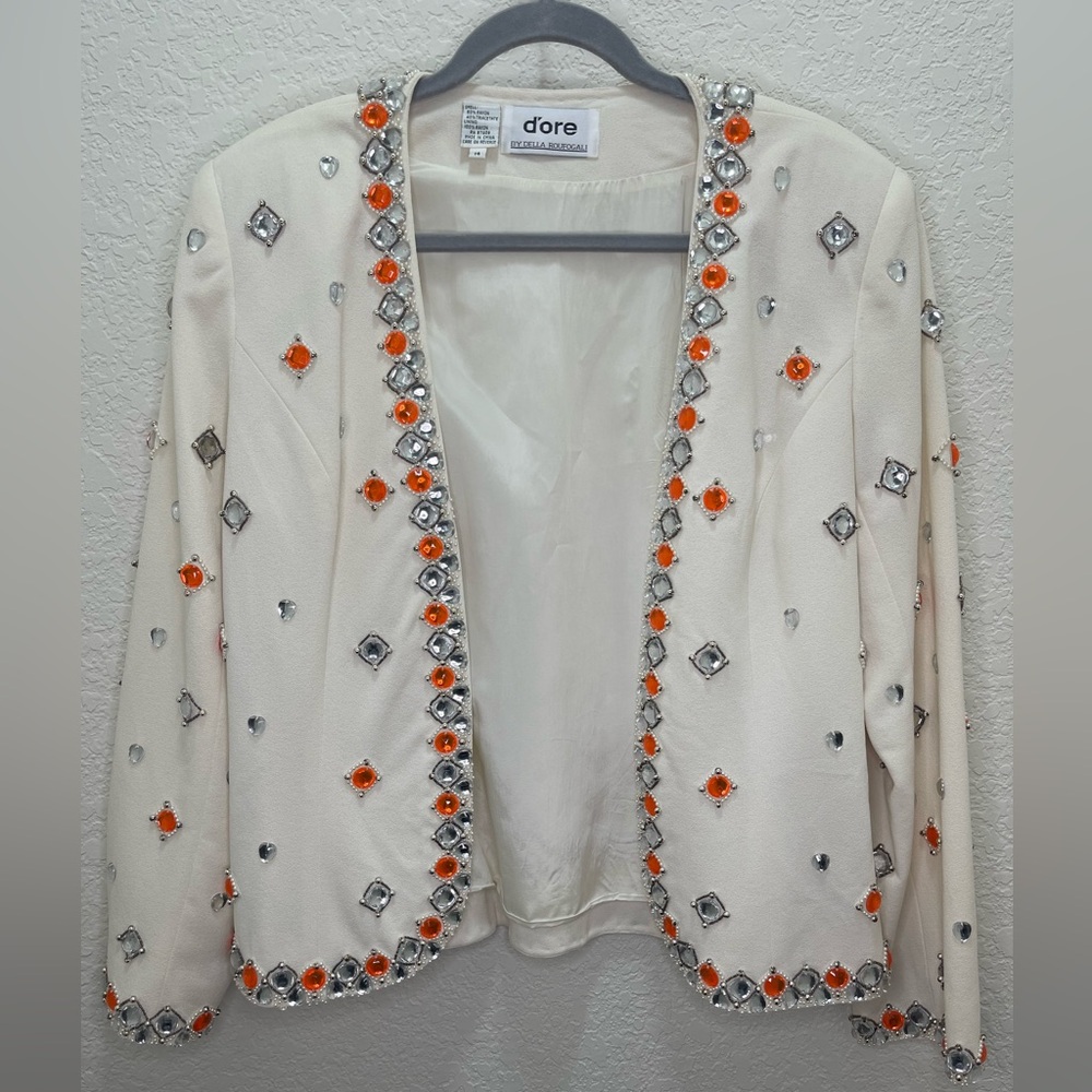 Vintage D'ore Blazer with Bold Gemstone Embellishments Gaudy‎ rhinestones 80’s